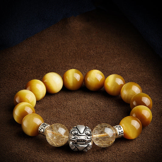 Brave troops natural tiger eye stone bracelet