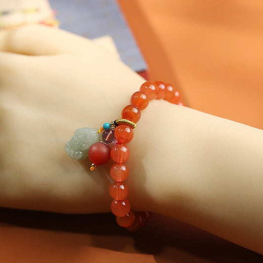 Animal Pendant Natural Agate Bracelet