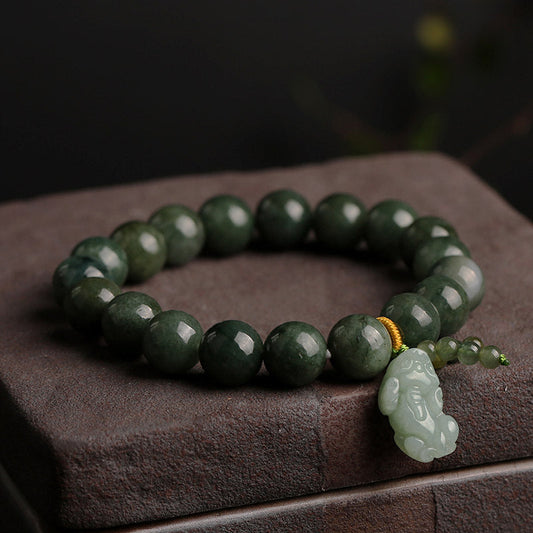 Natural oil green jade bracelet