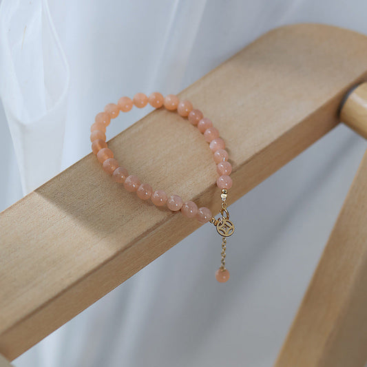 Natural Orange Sunstone Coin Tag Bracelet