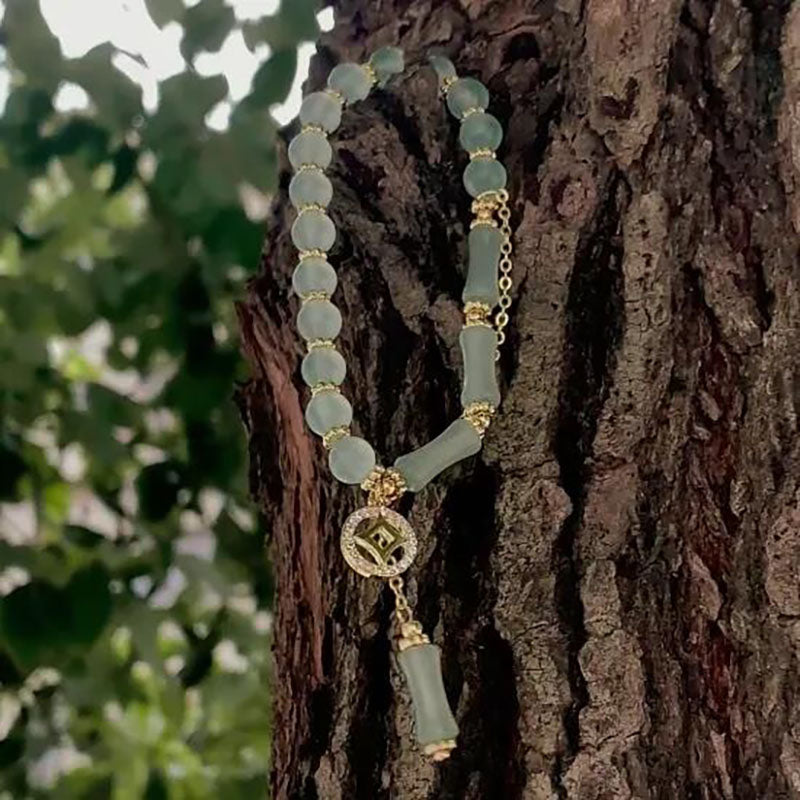 Bamboo bone Natural Emerald Jade Stone bracelet