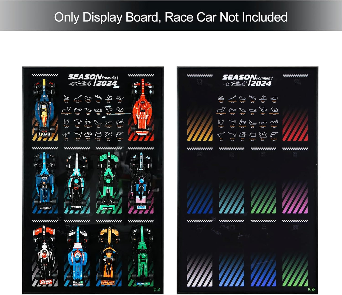 F1 2024 Season 12-Car Diecast Racing Model Collection with Track Map Background