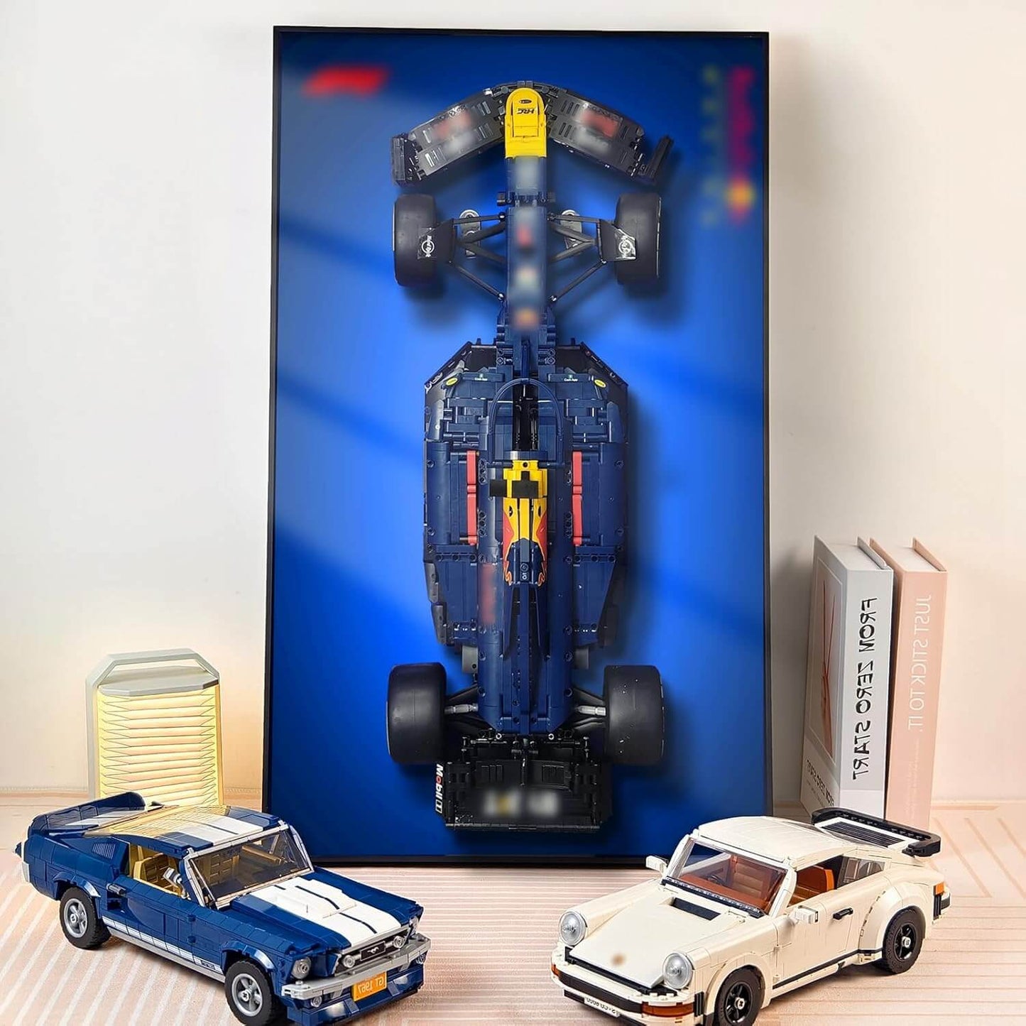 Framed Brick F1 Car Wall Display — Ready-to-Hang Motorsport Wall Art (Pre-mounted Model Included)