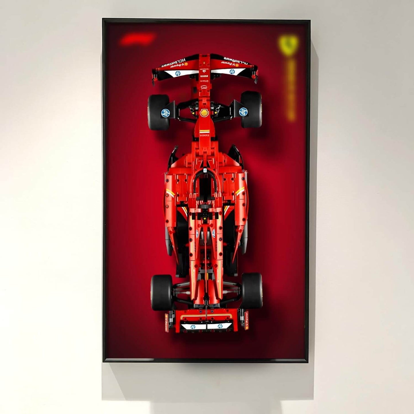 Framed Brick F1 Car Wall Display — Ready-to-Hang Motorsport Wall Art (Pre-mounted Model Included)