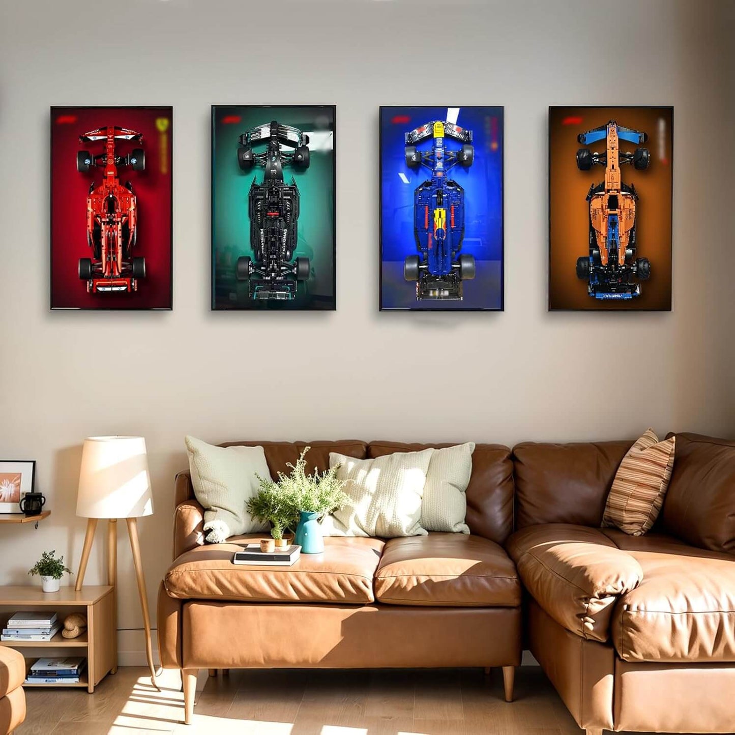 Framed Brick F1 Car Wall Display — Ready-to-Hang Motorsport Wall Art (Pre-mounted Model Included)