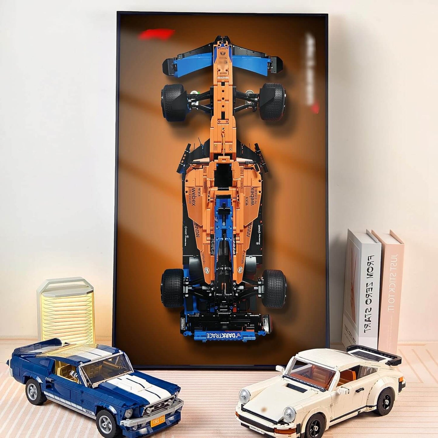 Framed Brick F1 Car Wall Display — Ready-to-Hang Motorsport Wall Art (Pre-mounted Model Included)