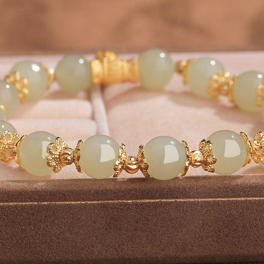 Natural Lotus Seed Emerald Jade Stone Bracelet