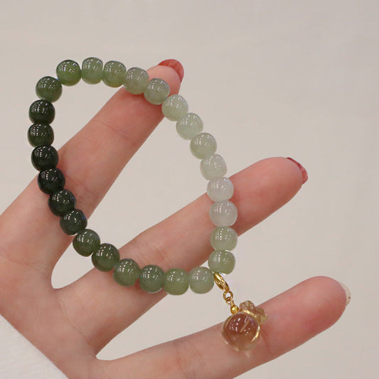 Lucky Bag  gradient Emerald Jade stone bracelet