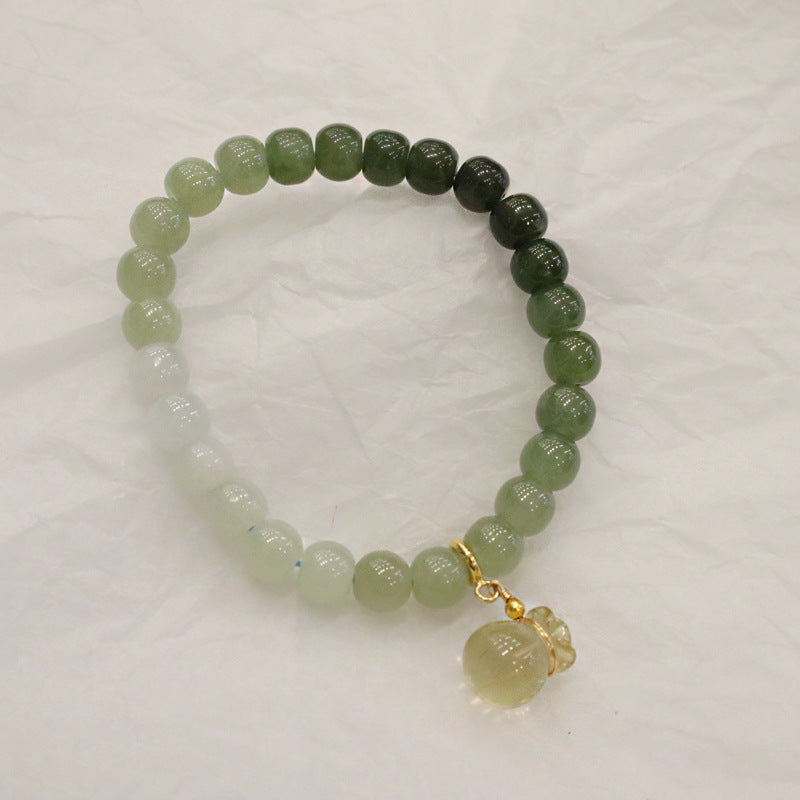 Lucky Bag  gradient Emerald Jade stone bracelet