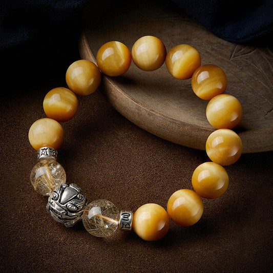 Brave troops natural tiger eye stone bracelet
