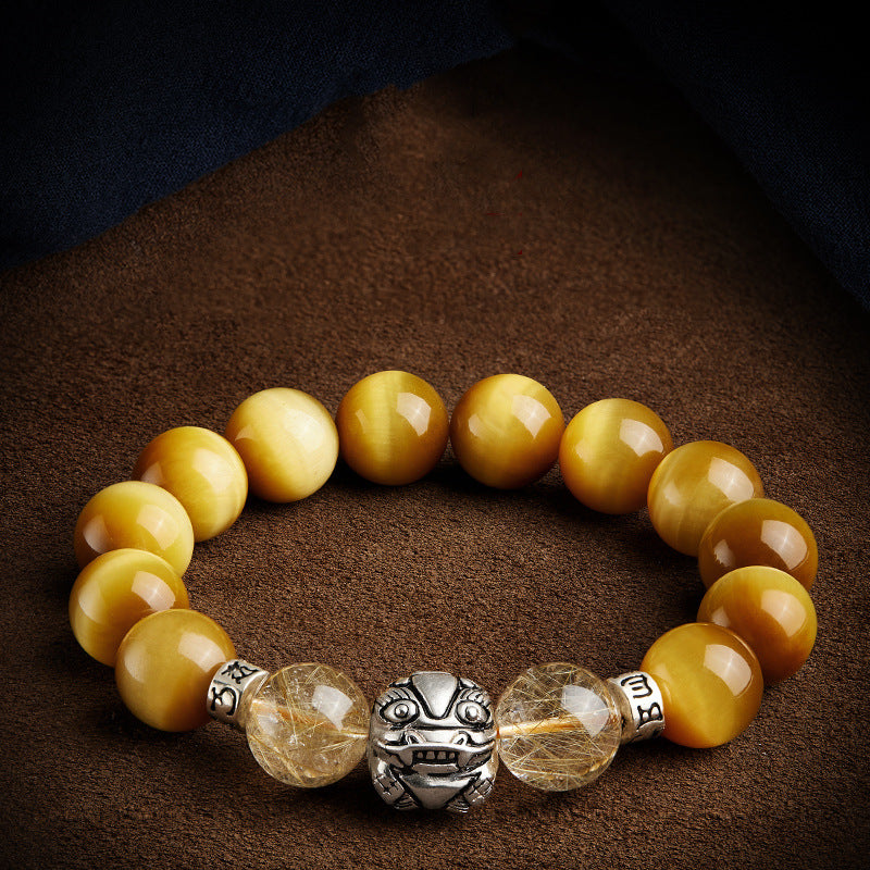 Brave troops natural tiger eye stone bracelet