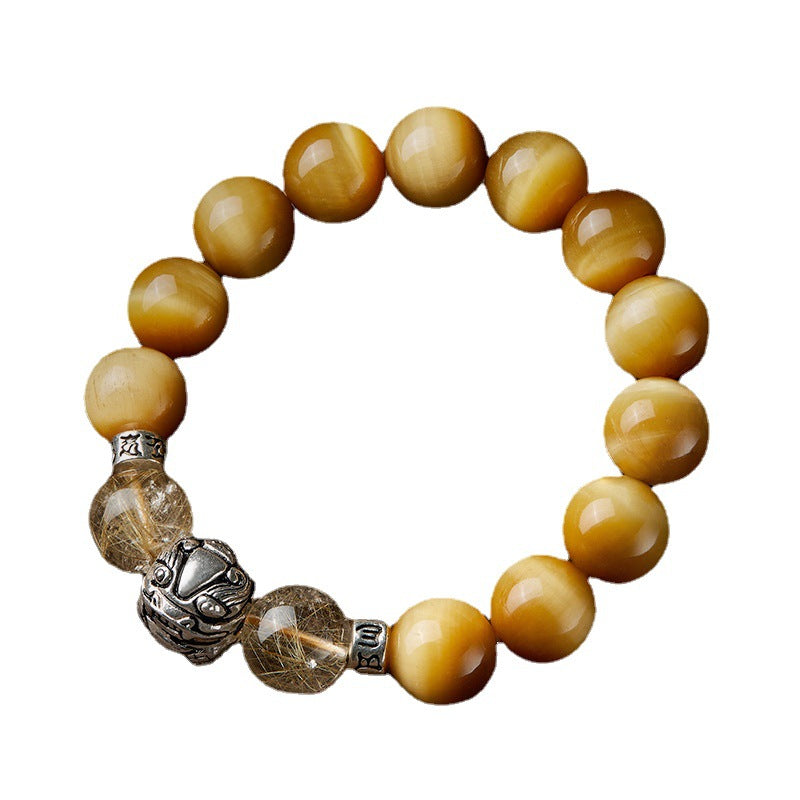 Brave troops natural tiger eye stone bracelet