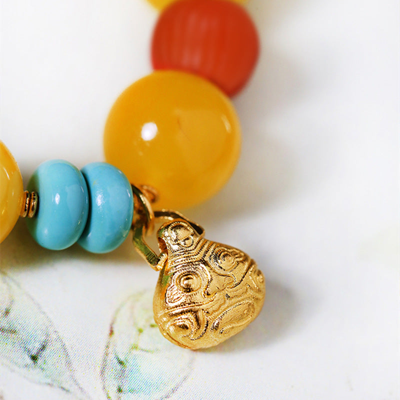 Gold Swallowing Beast Natural Beeswax Bracelet