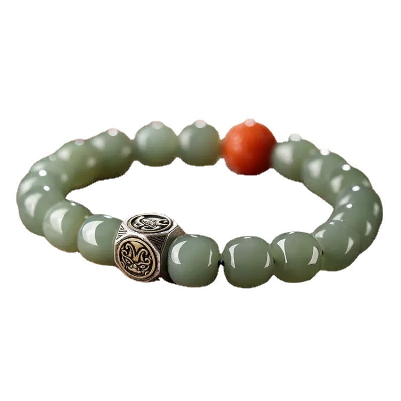 Polygonal Beads Natural Emerald Jade Stone Bracelet