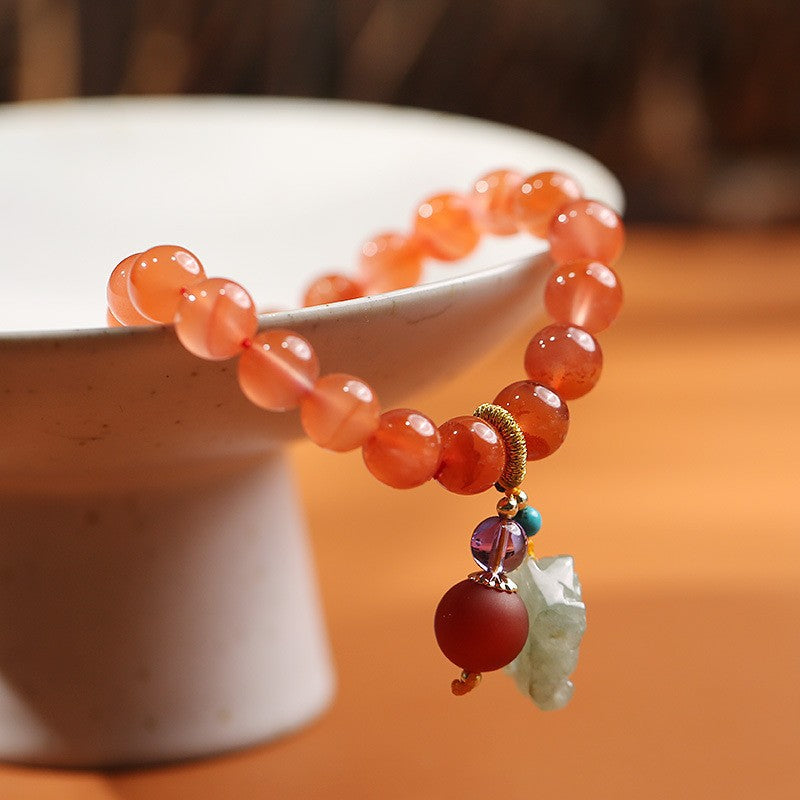 Animal Pendant Natural Agate Bracelet
