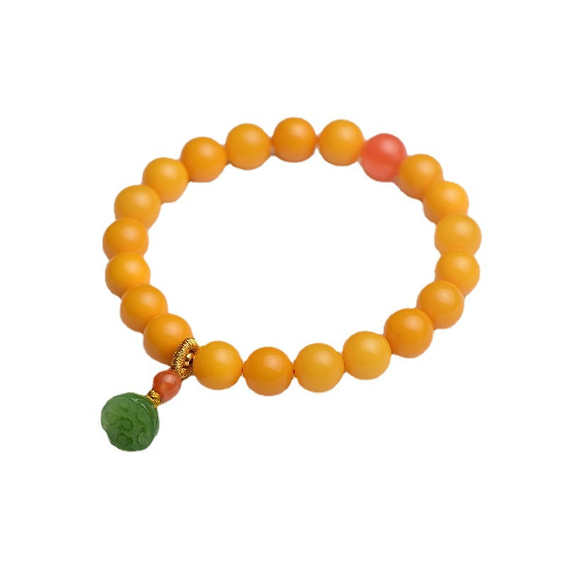 Lotus pod pendant natural beeswax bracelet