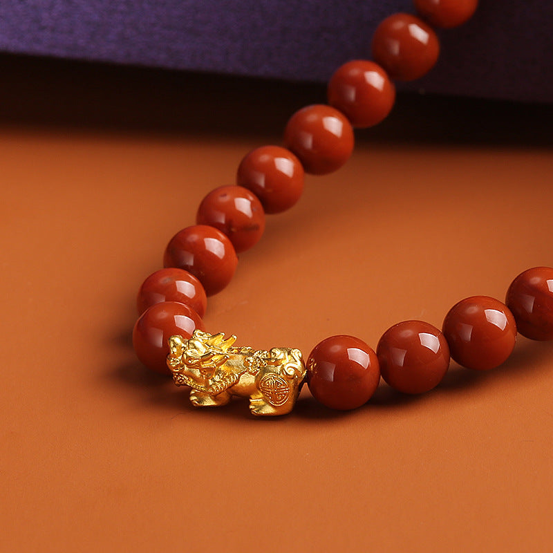 PiYao  Natural Red Agate Rosary Bracelet
