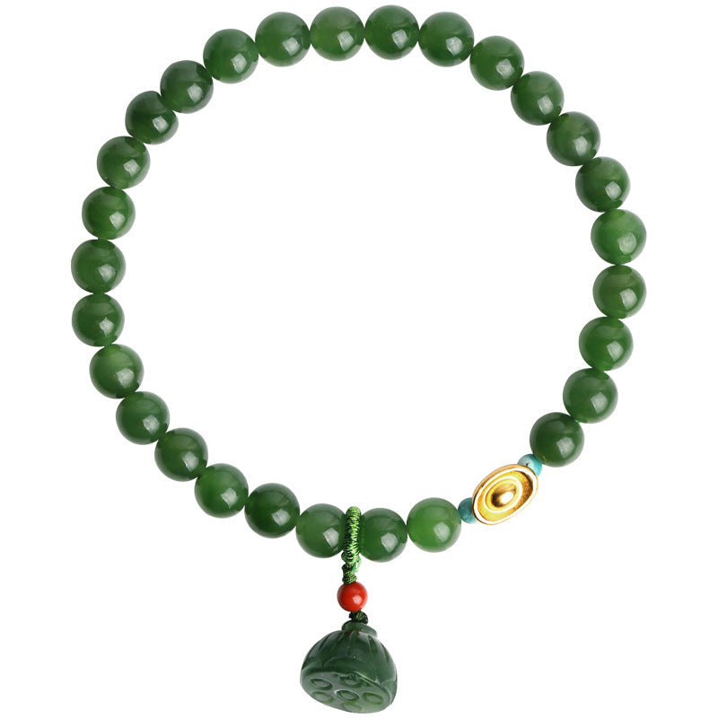 Lotus pod Natural Emerald Jade Stone Necklace