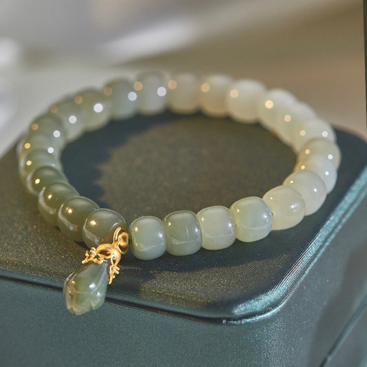 Lily of the Valley  Natural Gradient Emerald Jade stone Bracelet