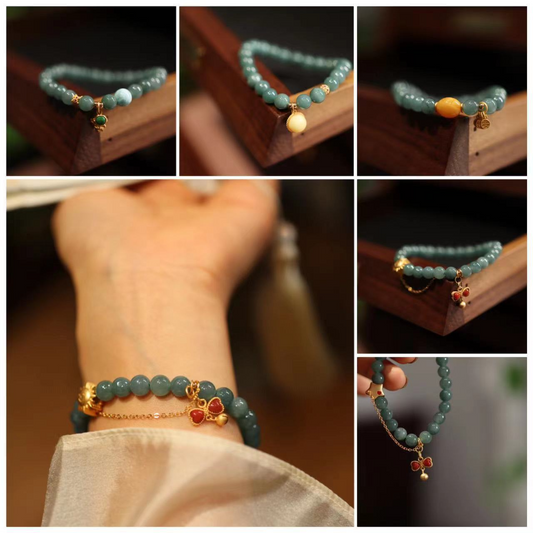 Natural ice blue Emerald jade stone Bracelet