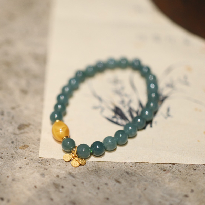 Natural ice blue Emerald jade stone Bracelet