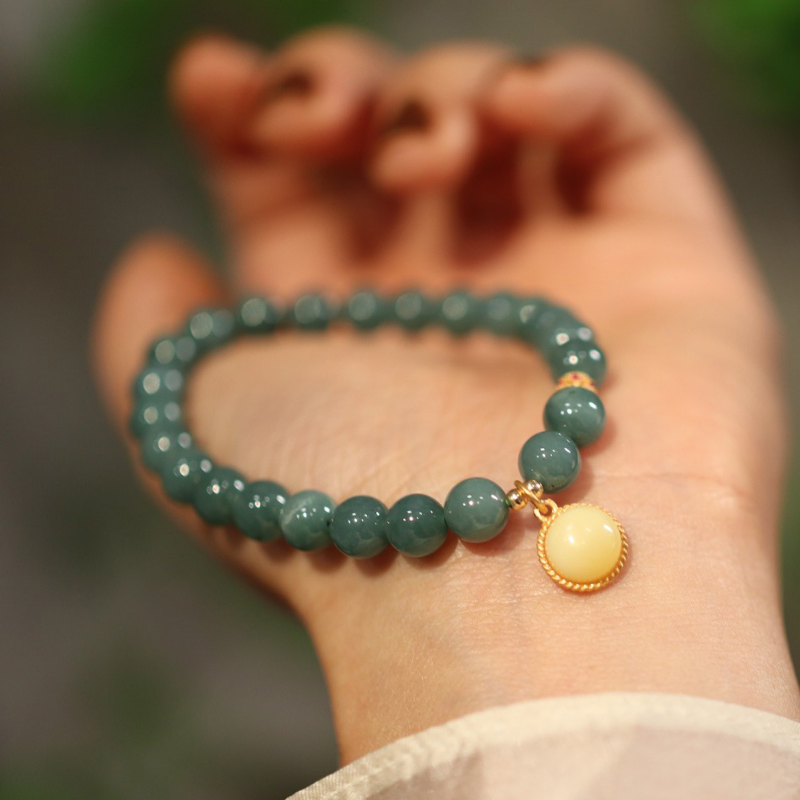 Natural ice blue Emerald jade stone Bracelet