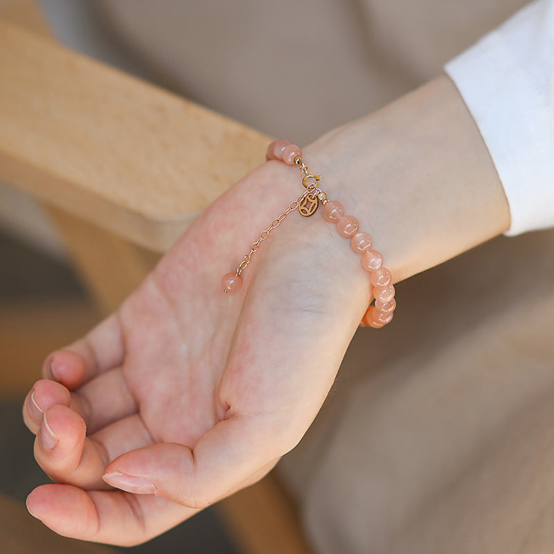 Natural Orange Sunstone Coin Tag Bracelet