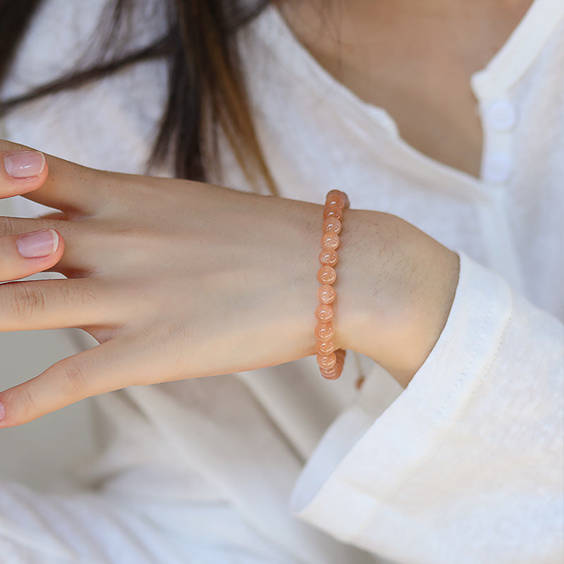 Natural Orange Sunstone Coin Tag Bracelet