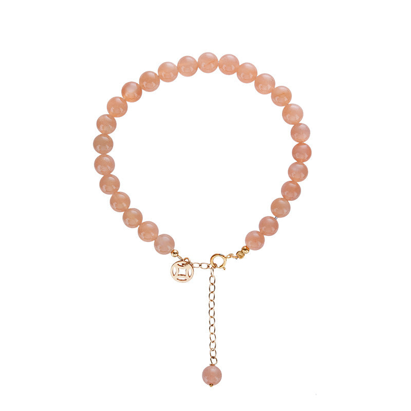 Natural Orange Sunstone Coin Tag Bracelet