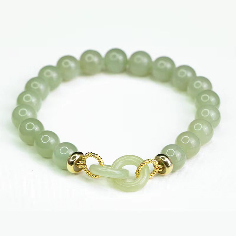 Double loop Natural Emerald Jade Stone bracelet