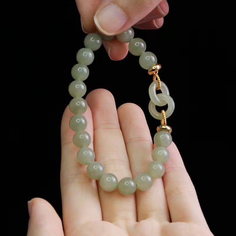 Double loop Natural Emerald Jade Stone bracelet