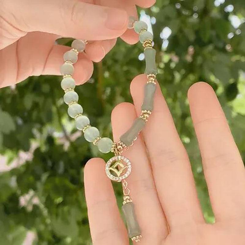 Bamboo bone Natural Emerald Jade Stone bracelet