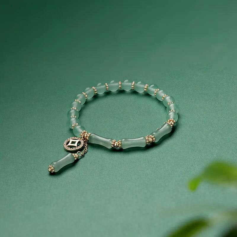 Bamboo bone Natural Emerald Jade Stone bracelet