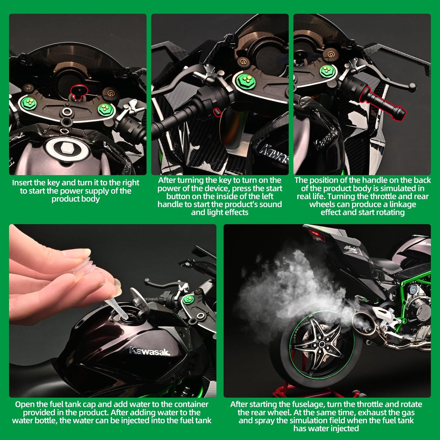 Kawasaki H2R 1:6 Scale Diecast Racing Motorcycle Model – Premium Alloy Collectible