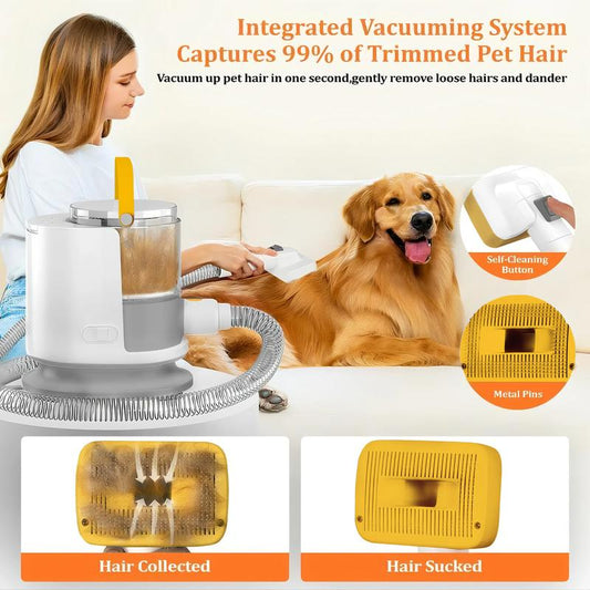 Pet Grooming and Vacuum Cleaner for Dogs & Cats, 12000Pa Suction, 1.5L Dust Cup, Hair Clipper & Remover Roller, 5-in-1 Grooming Kit