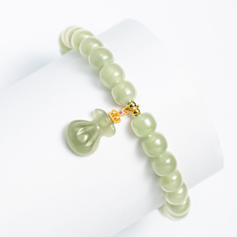 Fortune  Money bag Emerald Jade Stone bracelet