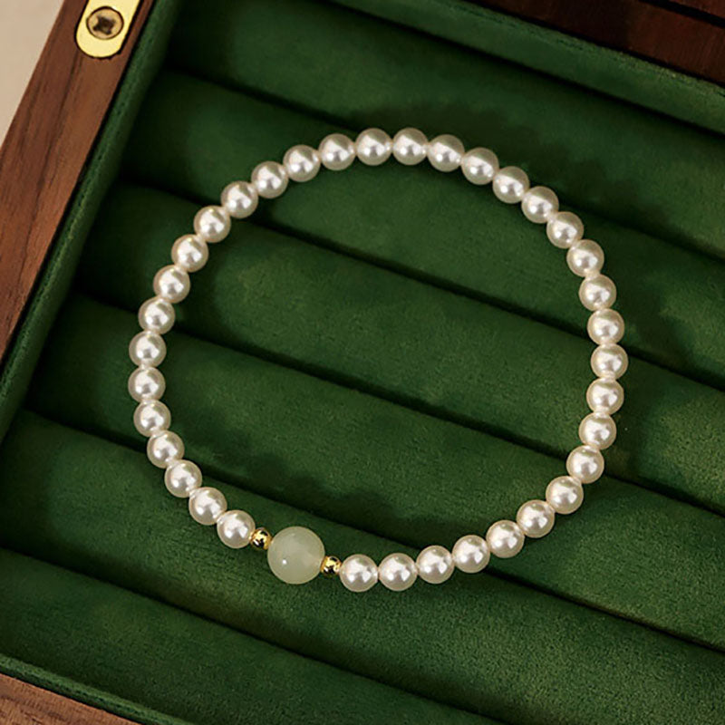 Pearl Emerald Jade Stone Bracelet