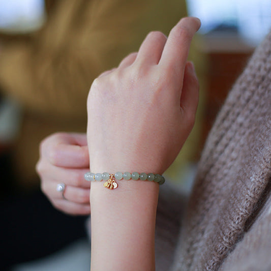 Lucky Card  Natural Emerald Jade Bead Gradient Bracelet