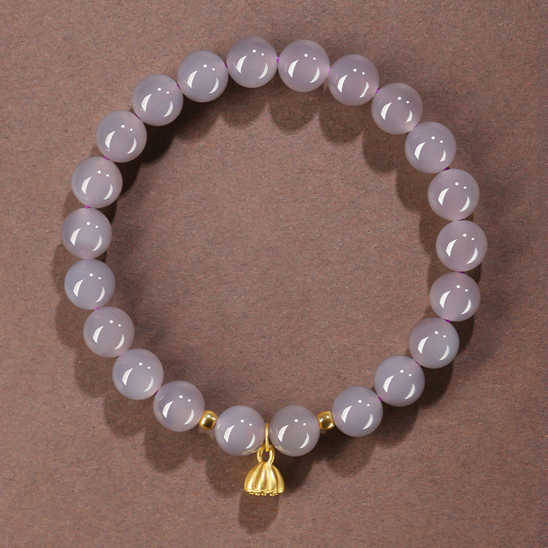 Lotus pod  Natural Violet Emerald Jade Stone Bracelet