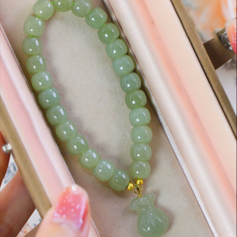 Fortune  Money bag Emerald Jade Stone bracelet