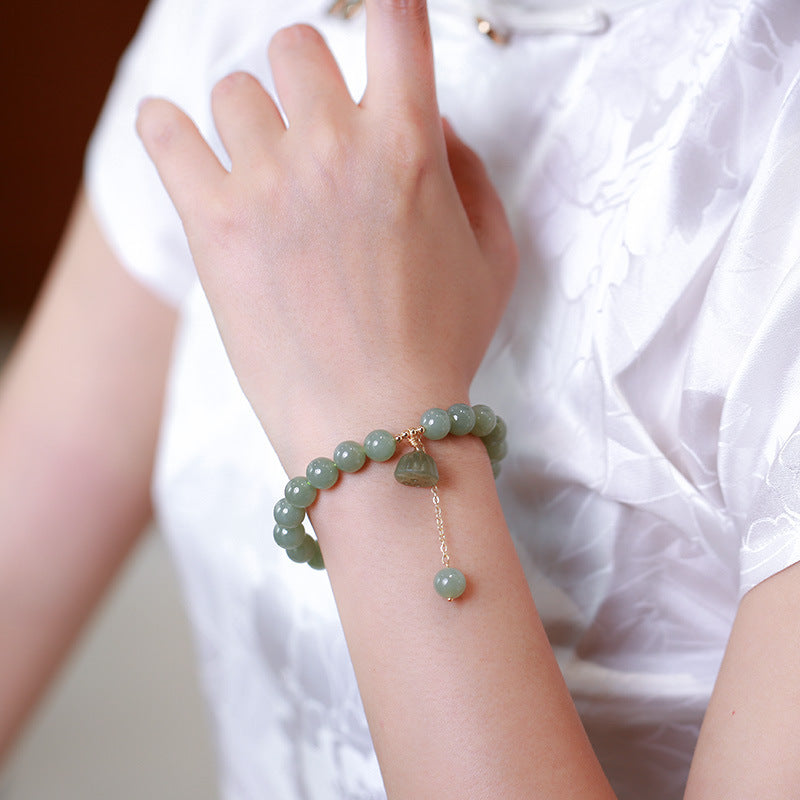 Fortune lotus  Natural Emerald Jade stone Bracelet