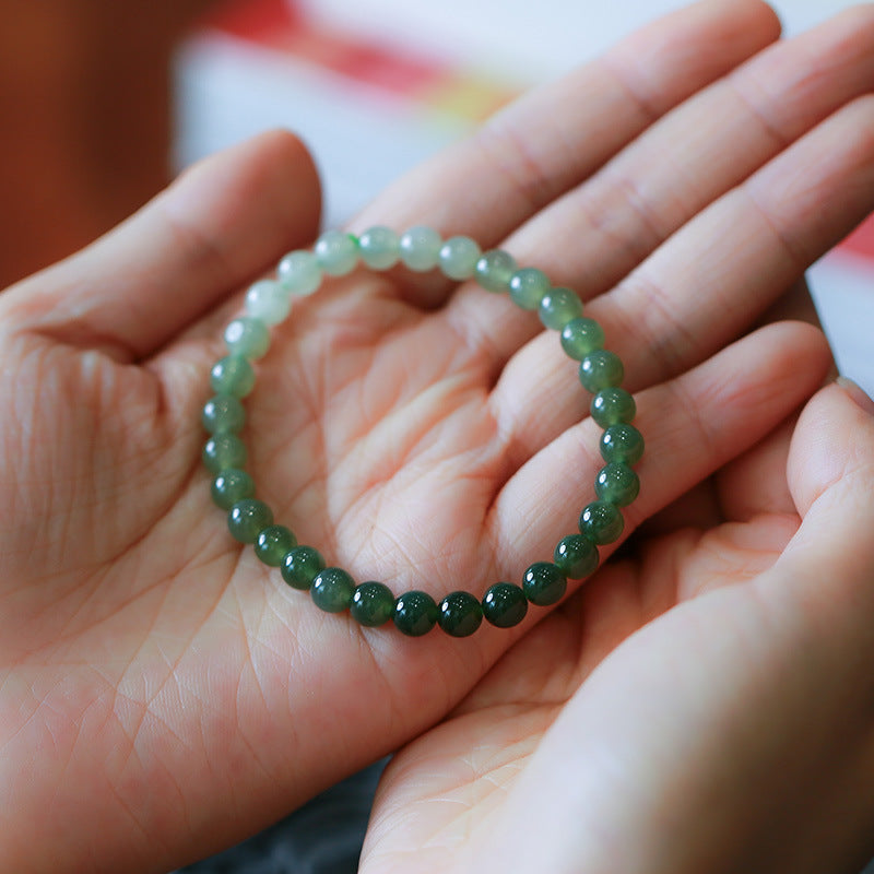 Lucky Card  Natural Emerald Jade Bead Gradient Bracelet