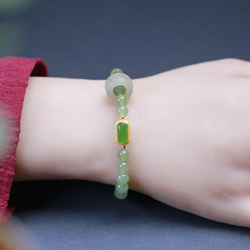 Practice  Natural Emerald Jade stone Bracelet