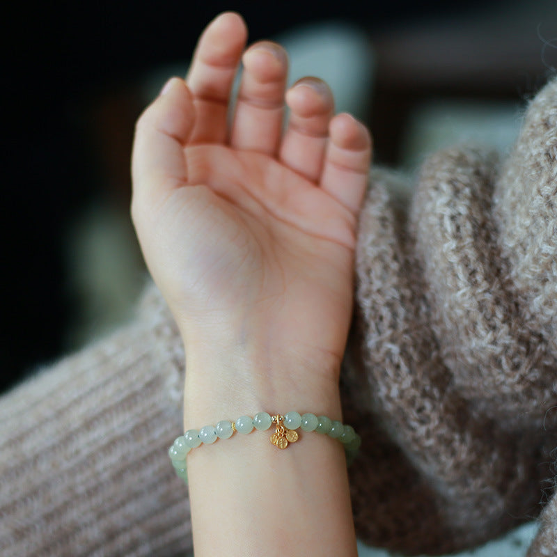 Lucky Card  Natural Emerald Jade Bead Gradient Bracelet