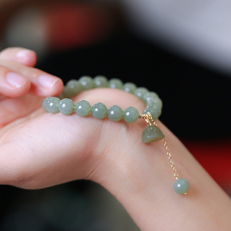 Fortune lotus  Natural Emerald Jade stone Bracelet