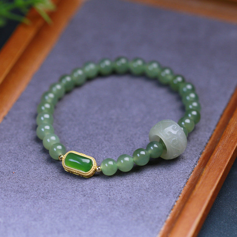 Practice  Natural Emerald Jade stone Bracelet