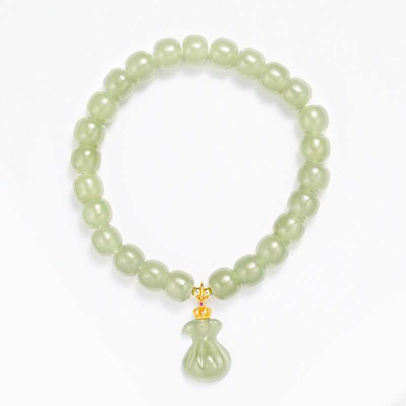 Fortune  Money bag Emerald Jade Stone bracelet