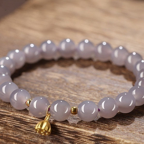 Lotus pod  Natural Violet Emerald Jade Stone Bracelet