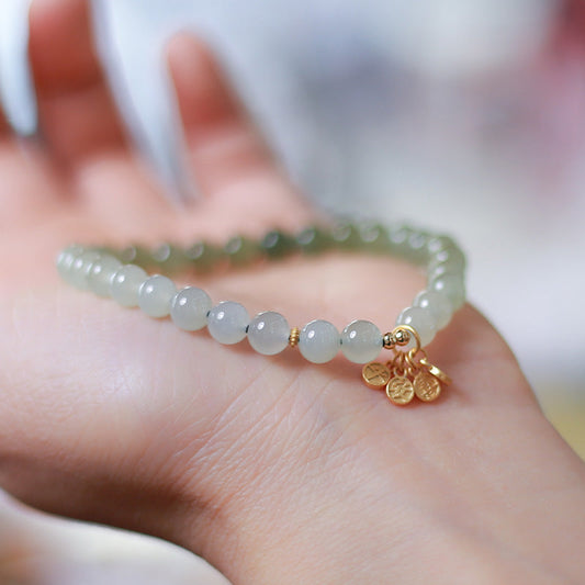Lucky Card  Natural Emerald Jade Bead Gradient Bracelet