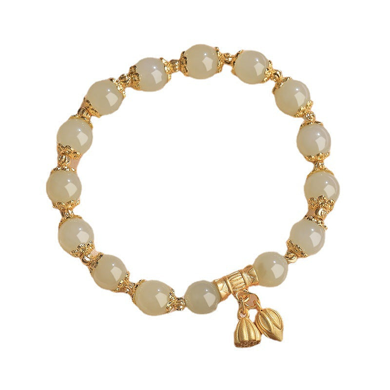 Natural Lotus Seed Emerald Jade Stone Bracelet